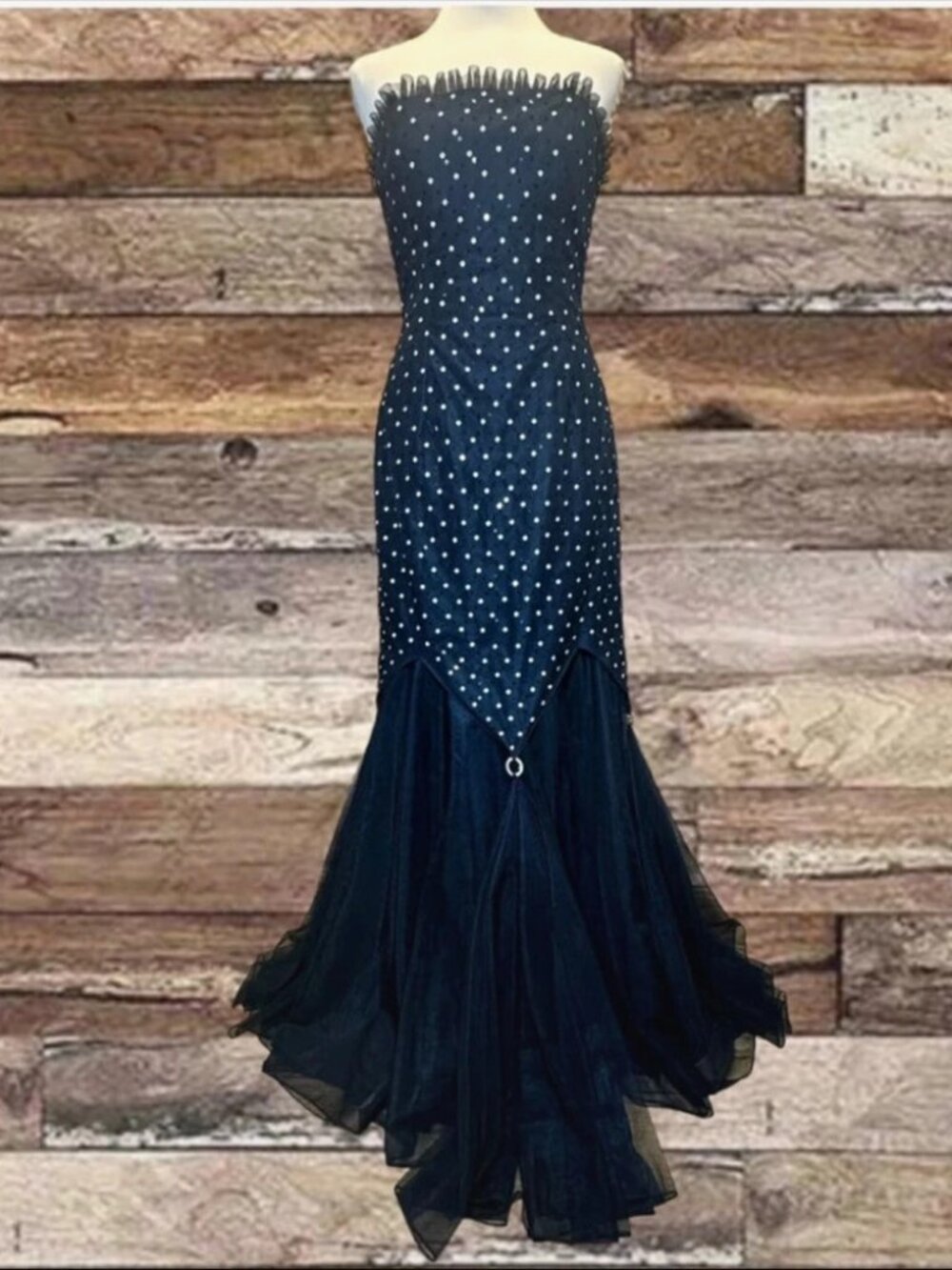 y2k Paris by Mon Cheri Formal Black Mermaid Gown Sz 8 - Picture 12 of 12